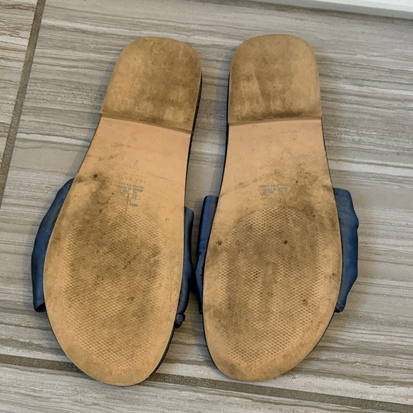 Zara Women's Blue Satin Sandals with Crystal Embellishments - Picture 3 of 10